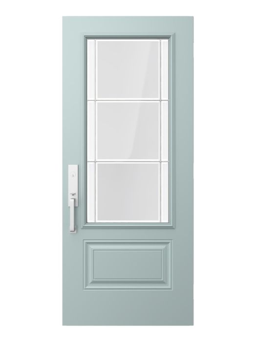 Custom door glass design for fiberglass and steel doors