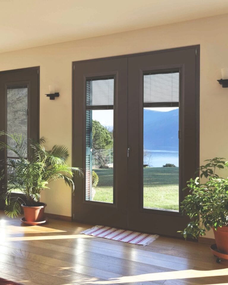 Modern Double Patio Fiberglass Door with Clear Glass Panels – Kally LTD