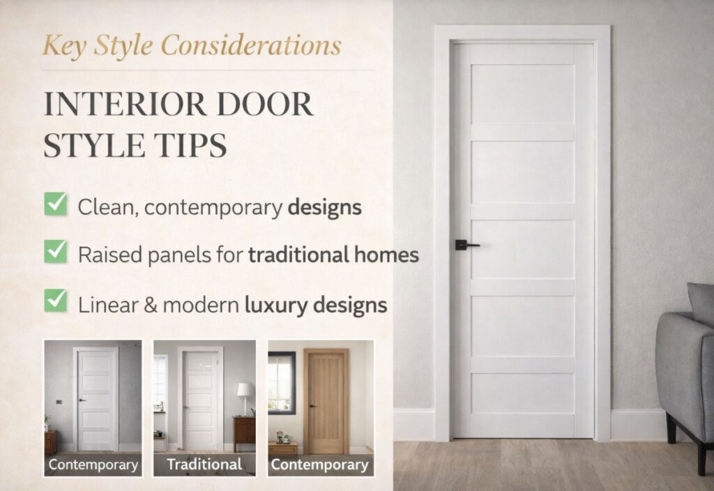 Modern white interior door design styled to complement contemporary home decor