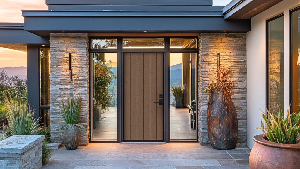 Kally LTD premium exterior and interior doors displayed in a modern showroom.