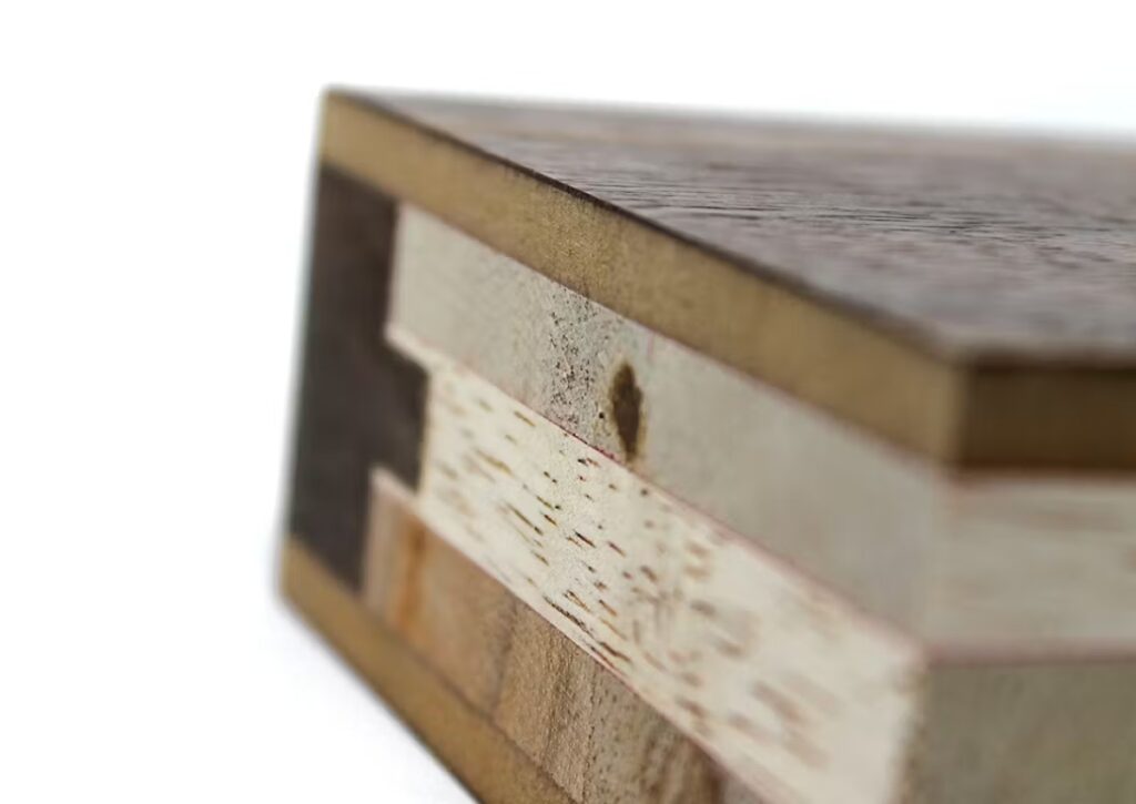 Moisture resistant engineered core door design with layered wood construction